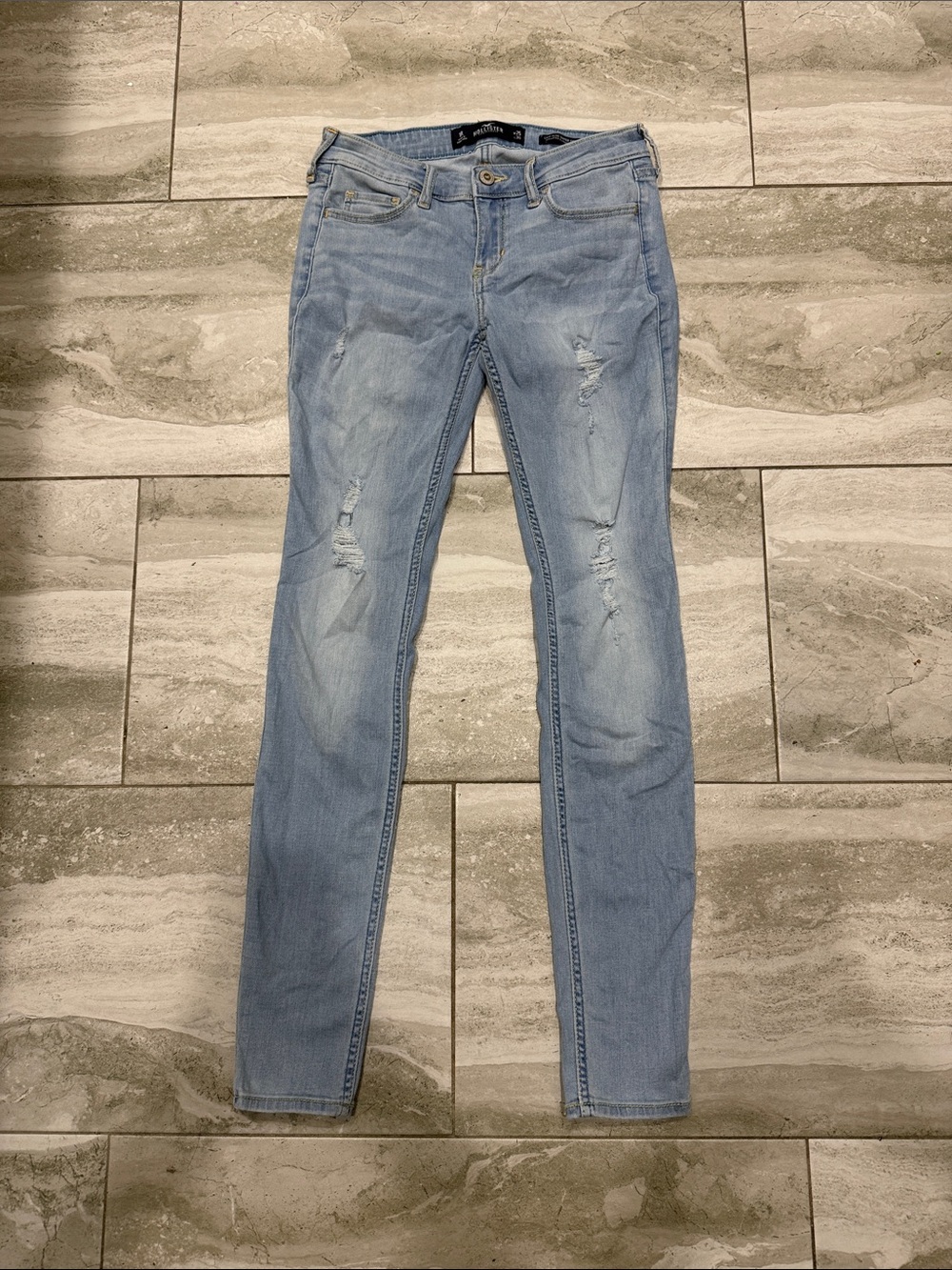 Hollister Light Blue Skinny Ripped Jeans